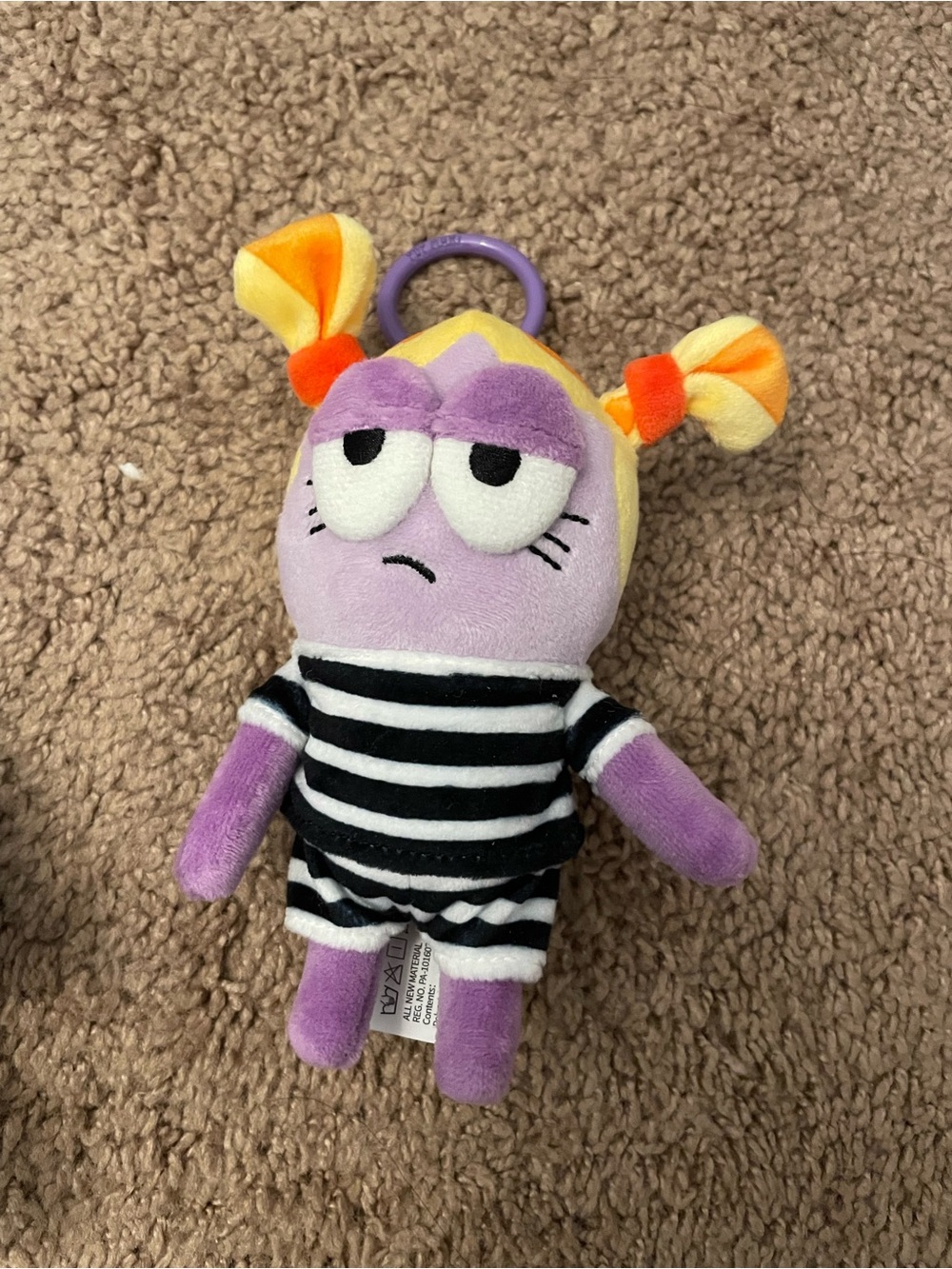 Purple Plush Doll with Yellow & Orange Pigtails - Kids Stuffed Animal